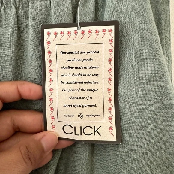 NWT Click Sage Green Linen Elastic Waist Pullon Pants Lagenlook Boho Size Large - Picture 5 of 9